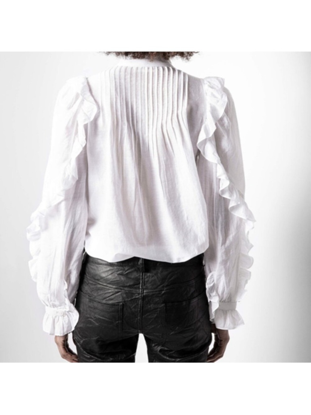 NWT $398 Zadig & Voltaire Timmy Tomboy Tunic White Ruffled Blouse Medium - Picture 15 of 16